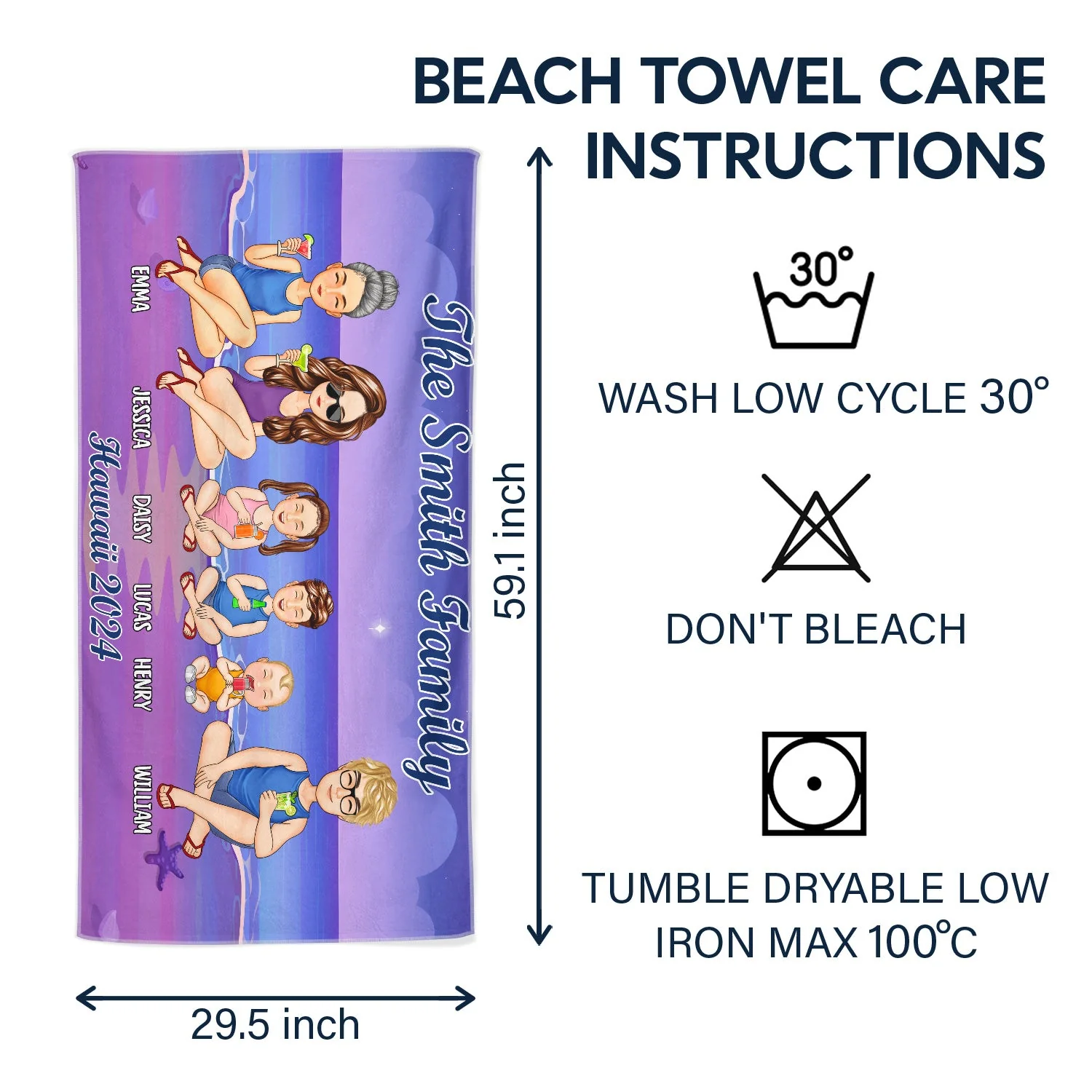 Vacation Trip Family - Gift For Family, Friends, Siblings - Personalized Beach Towel - Image 6