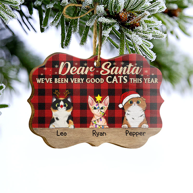 Very Good Cats This Year Flannel Christmas Cat - Christmas Gift For Cat Lovers - Personalized Custom Wooden Ornament, Aluminum Ornament - Image 4