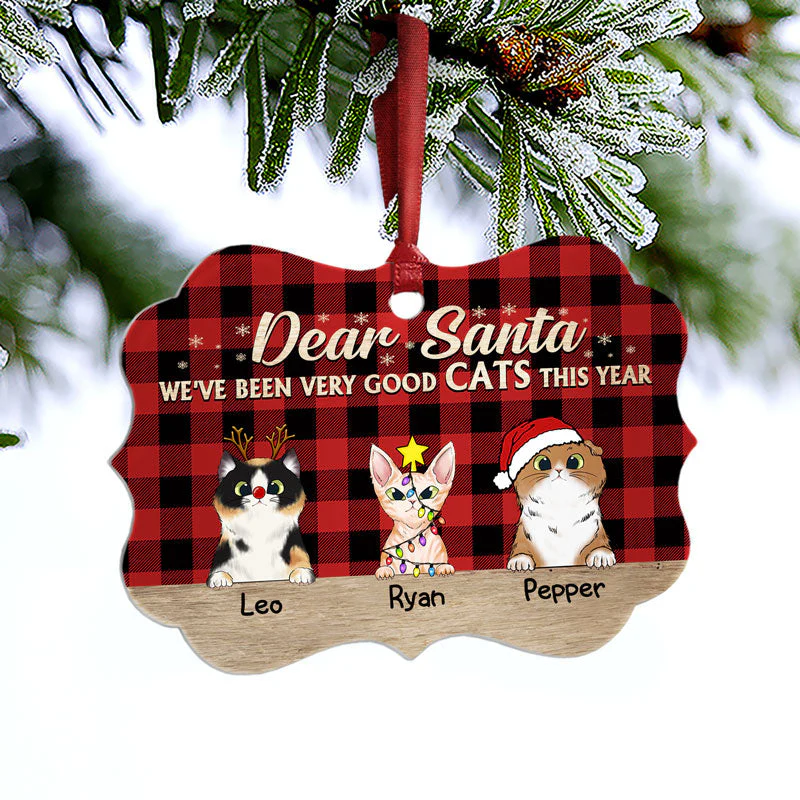 Very Good Cats This Year Flannel Christmas Cat - Christmas Gift For Cat Lovers - Personalized Custom Wooden Ornament, Aluminum Ornament - Image 6
