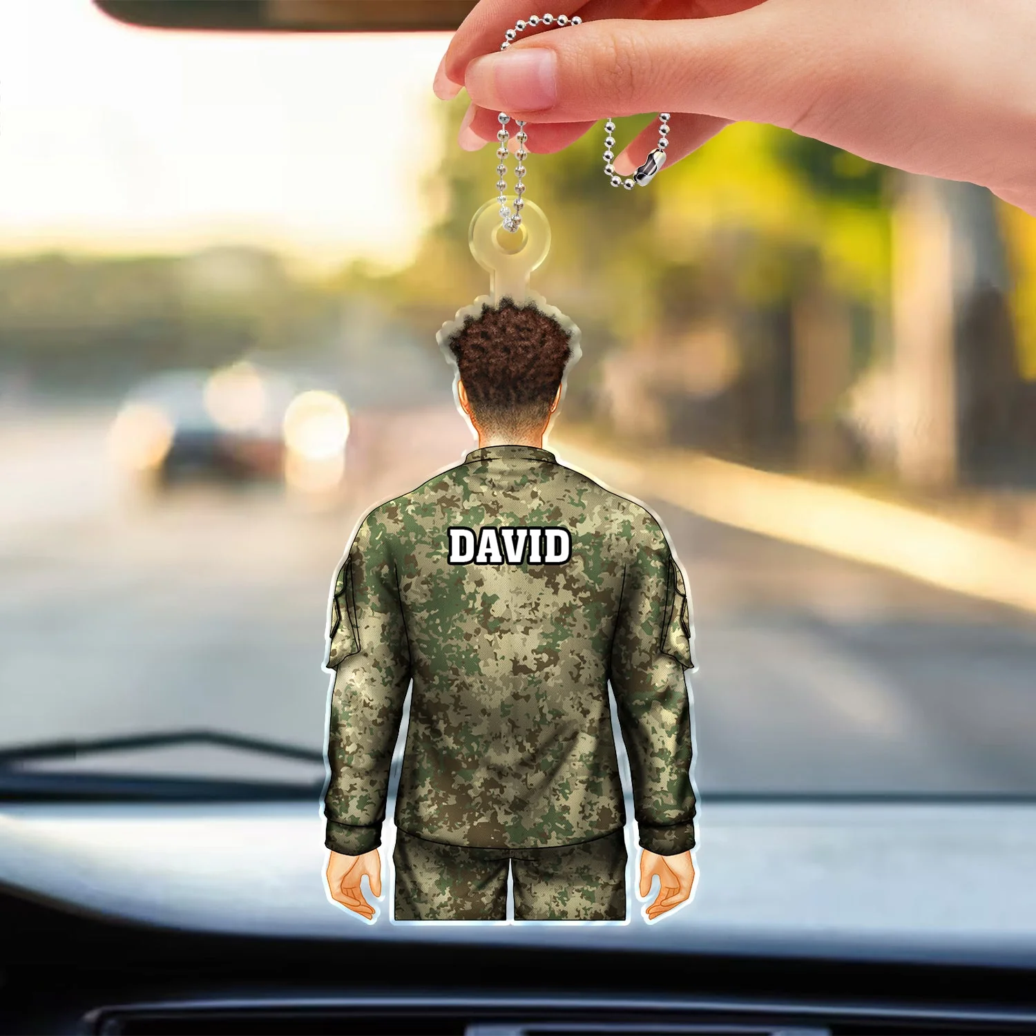 Veteran Army Military Uniform - Personalized Acrylic Car Hanger - Image 3