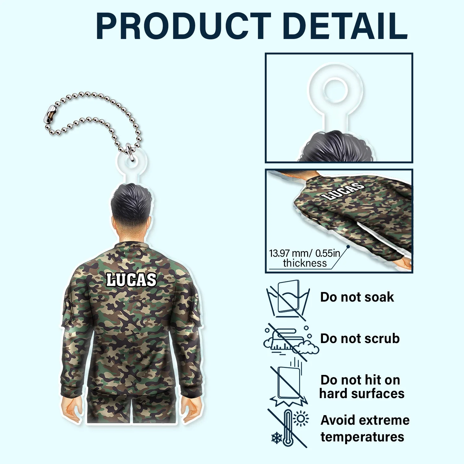Veteran Army Military Uniform - Personalized Acrylic Car Hanger - Image 5