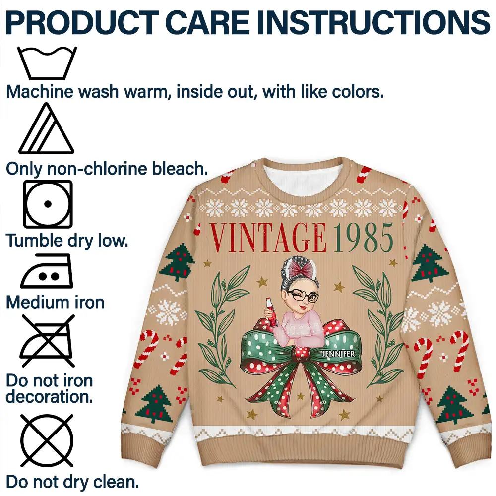 Vintage Christmas - Personalized Unisex Ugly Sweater - Image 7