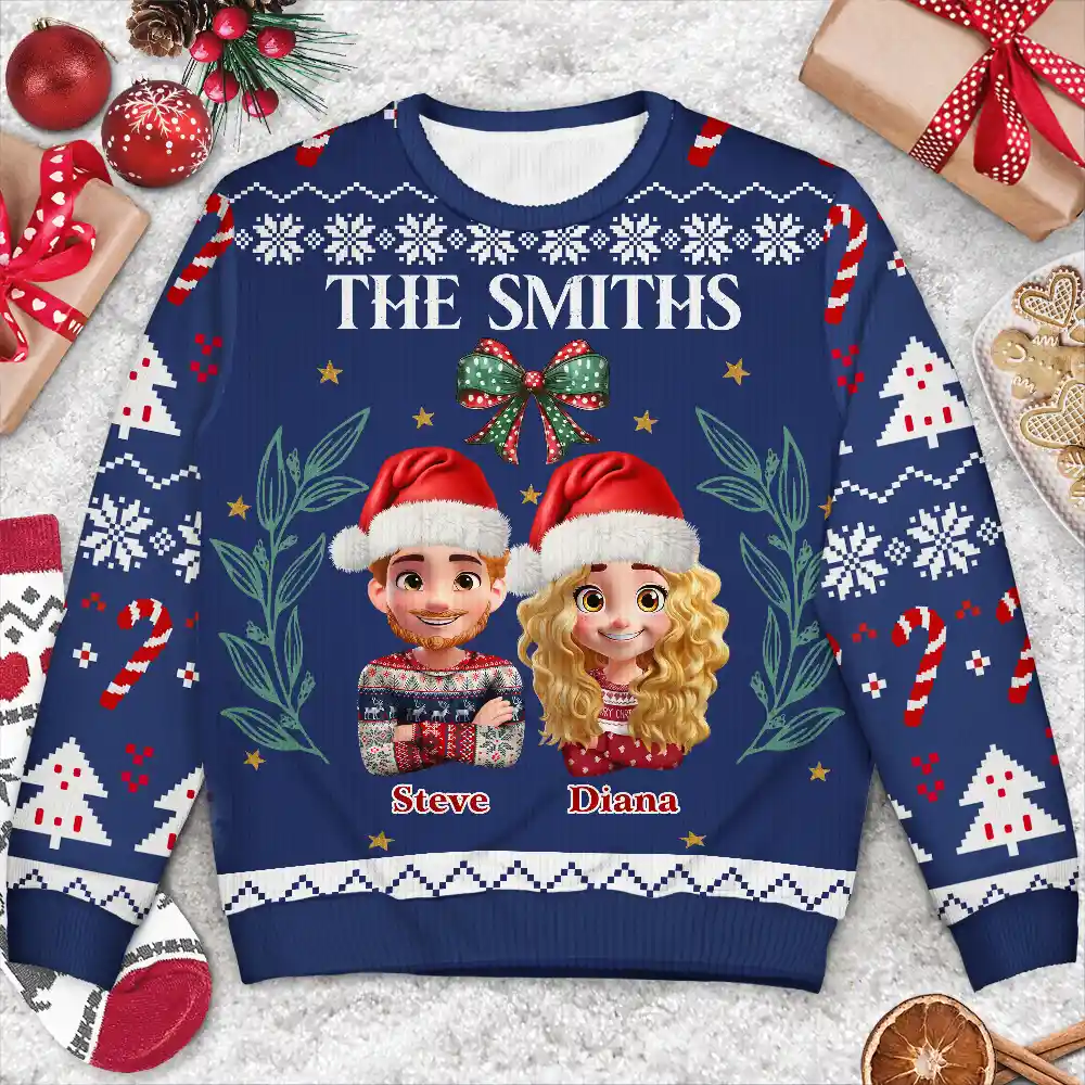 Vintage Family Christmas - Personalized Unisex Ugly Sweater - Image 2