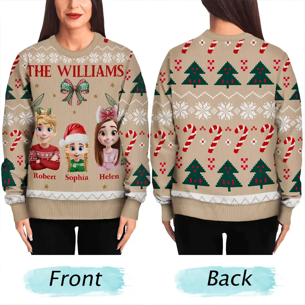 Vintage Family Christmas - Personalized Unisex Ugly Sweater - Image 4