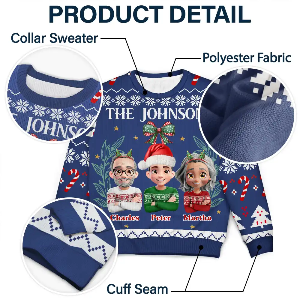 Vintage Family Christmas - Personalized Unisex Ugly Sweater - Image 5