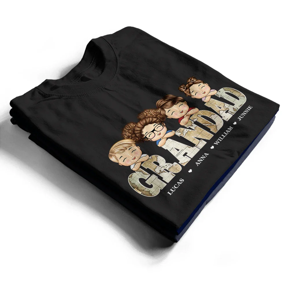 Vintage Map Dad Grandad Title - Personalised T Shirt - Image 2