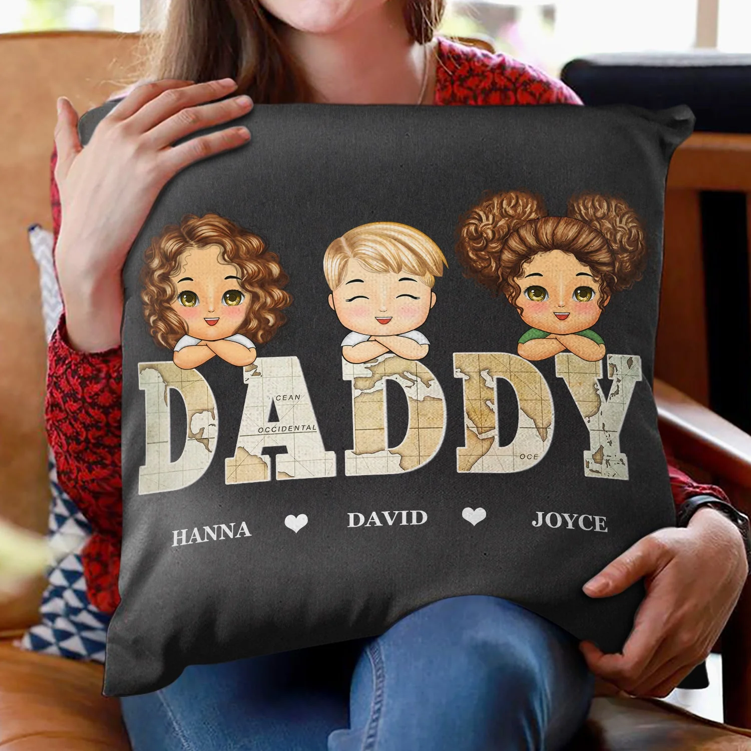 Vintage Map Papa Title - Birthday, Loving Gift For Dad, Father, Papa, Grandpa, Grandfather - Personalized Custom Pillow - Image 2