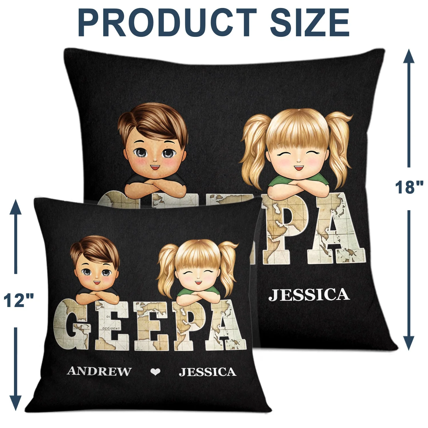 Vintage Map Papa Title - Birthday, Loving Gift For Dad, Father, Papa, Grandpa, Grandfather - Personalized Custom Pillow - Image 4