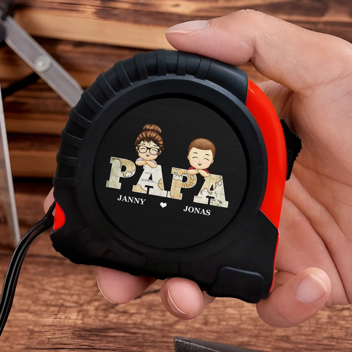 Vintage Map Papa Title - Birthday, Loving Gift For Dad, Father, Papa, Grandpa, Grandfather - Personalized Tape Measure - Image 3