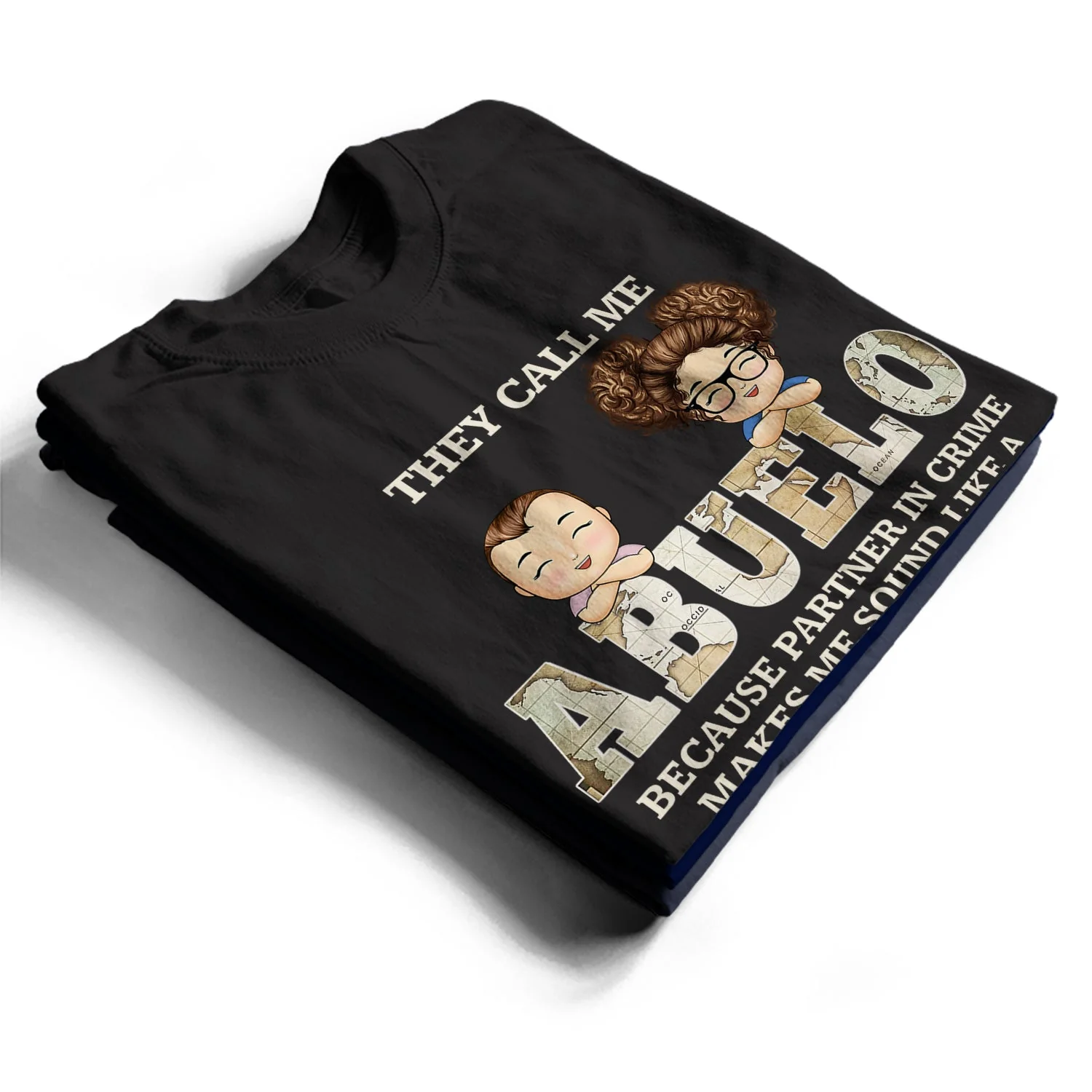Vintage Map Title They Call Me Papa Because Partner In Crime - Birthday, Loving Gift For Dad, Father, Grandpa, Grandfather - Personalized Custom T Shirt - Image 2