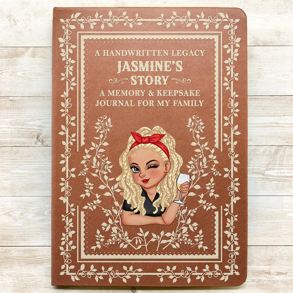 Vintage Mom's Story Memory & Keepsake - Personalized Leather Journal - Image 3