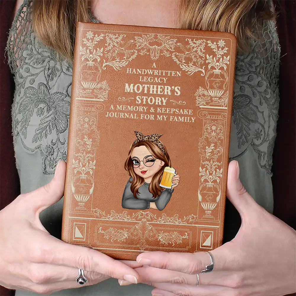 Vintage Mom's Story Memory & Keepsake - Personalized Leather Journal - Image 4