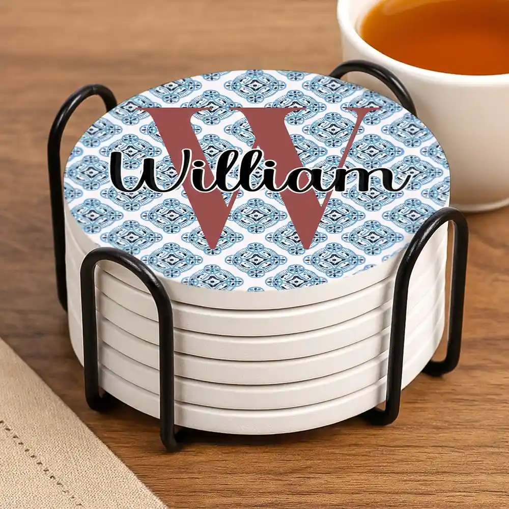 Vintage Pattern Name - Personalized Ceramic Coaster - Image 3