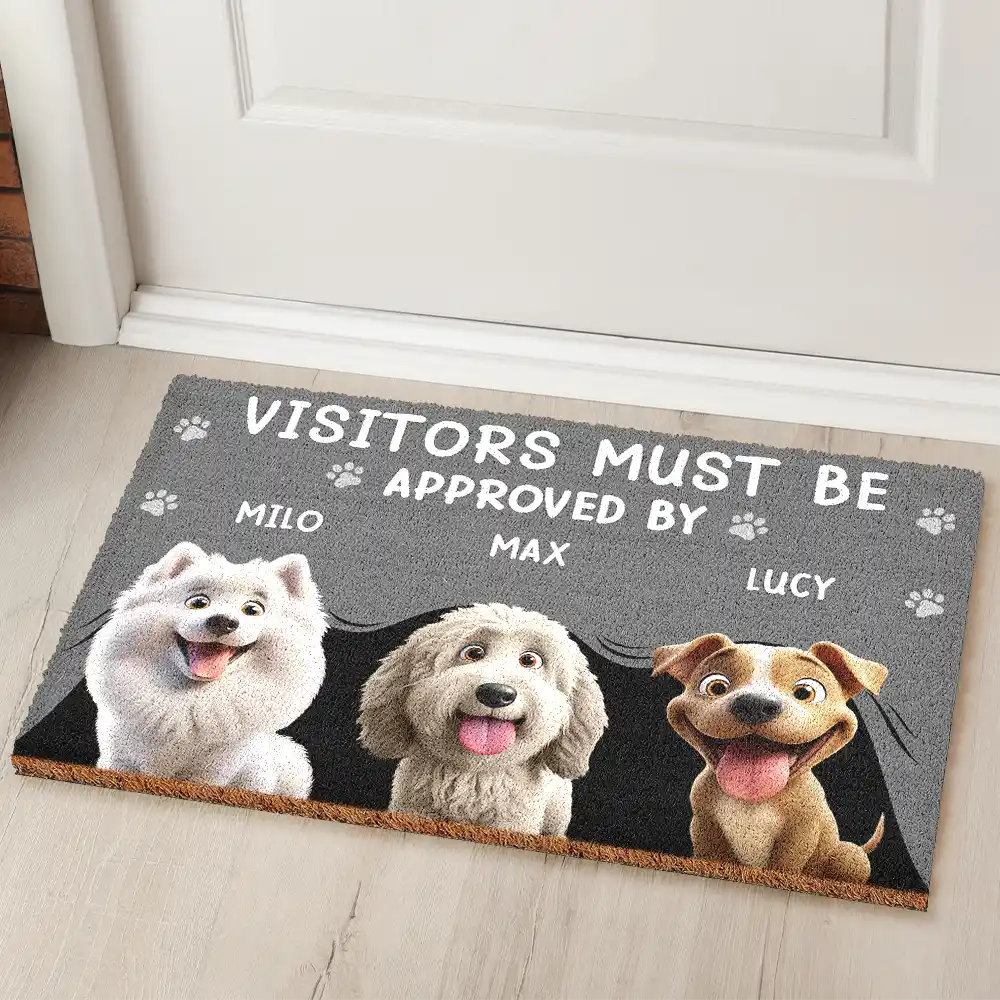 Visitors Must Be Approved By Dogs - Personalized Coconut Doormat - Image 2
