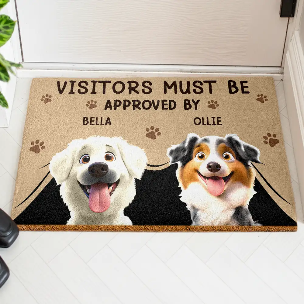 Visitors Must Be Approved By Dogs - Personalized Coconut Doormat - Image 3