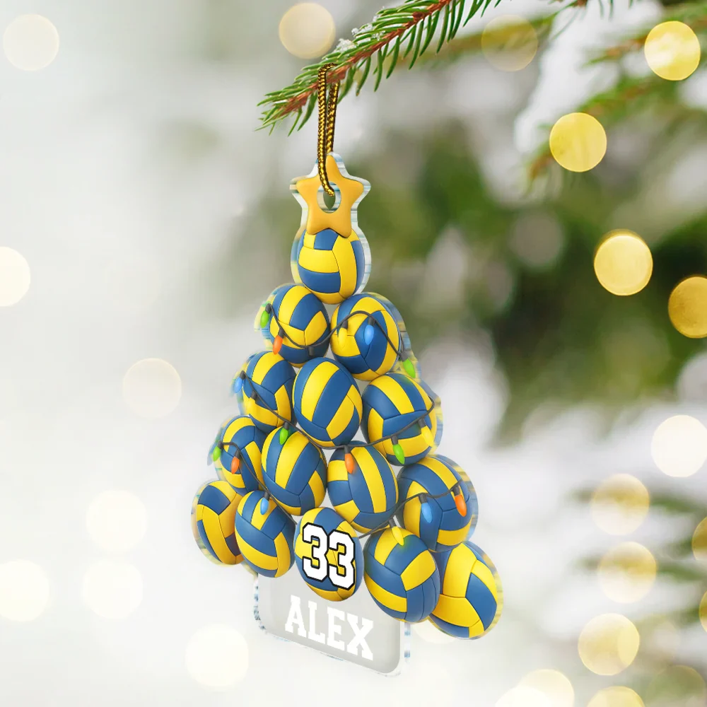 Volleyball Christmas Tree - Personalized Custom Shaped Acrylic Ornament - Image 2