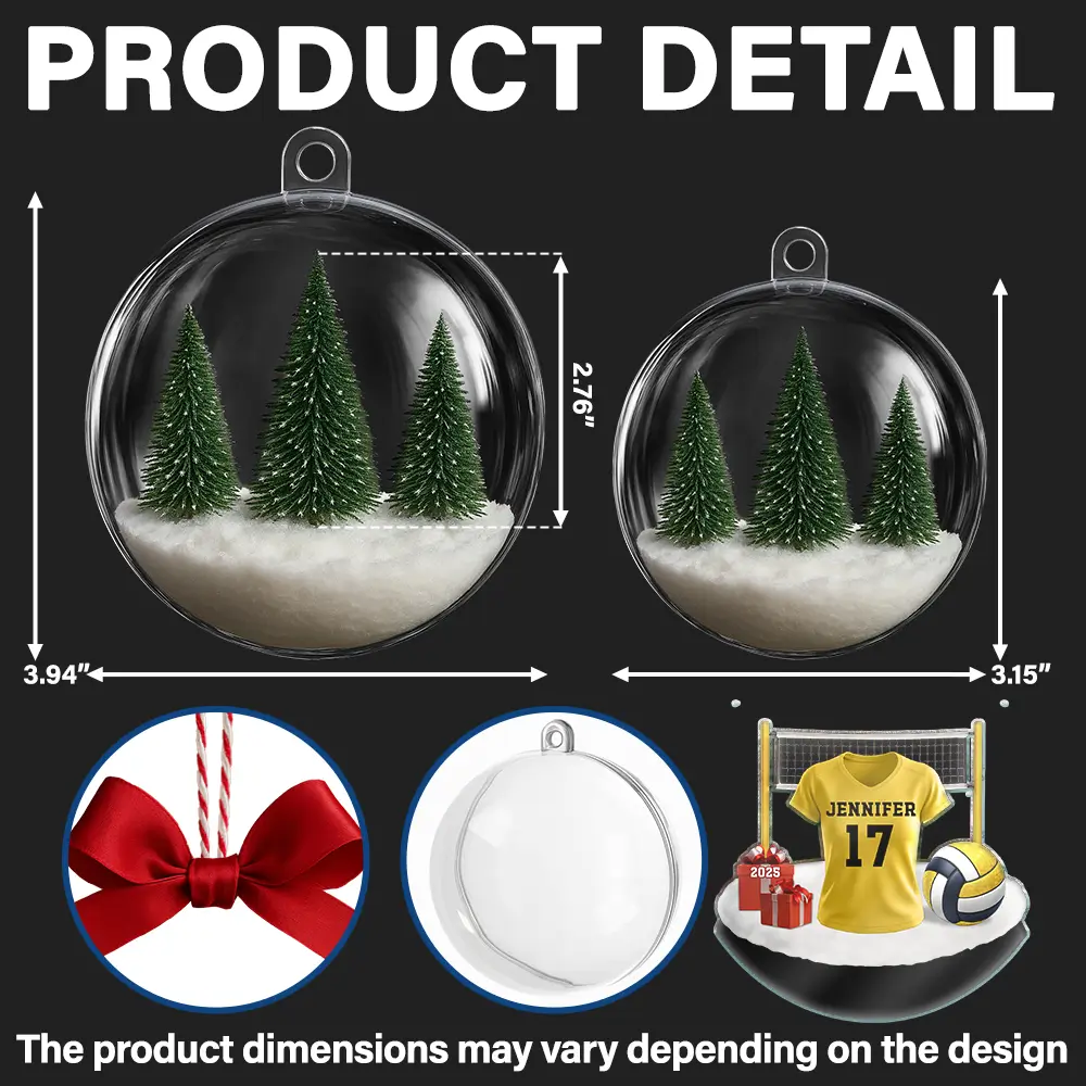 Volleyball Player Uniform - Personalized 3D Acrylic Ball Ornament - Image 3