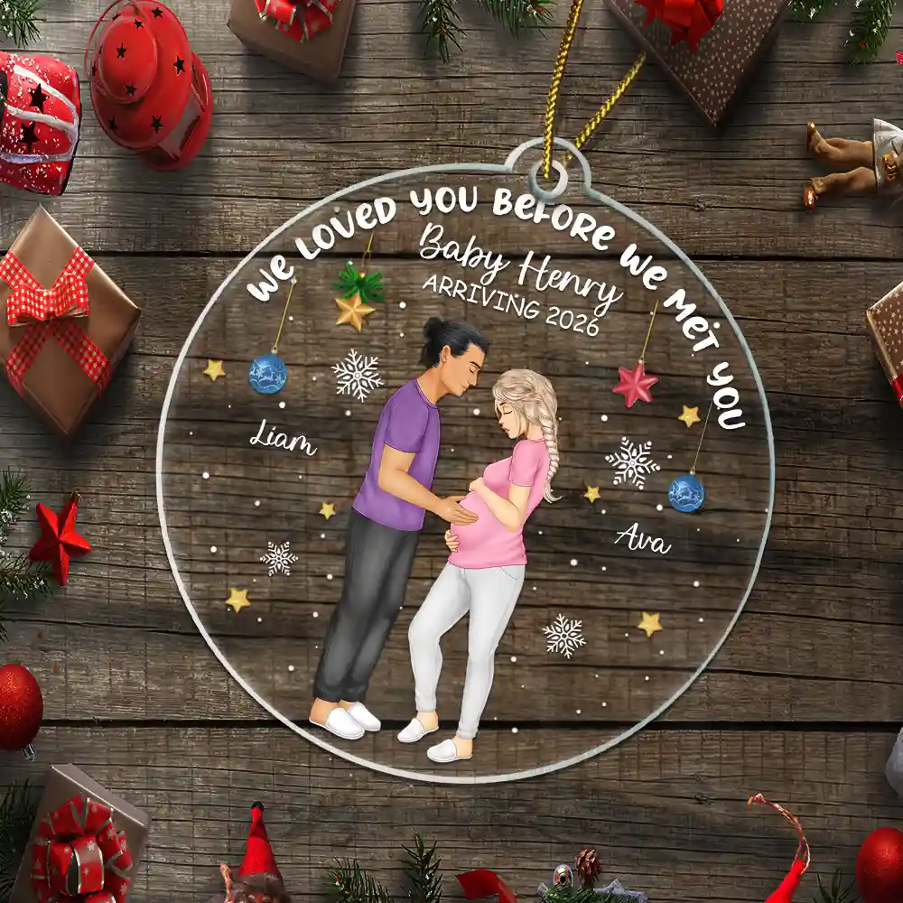 Waiting For Expecting Baby - Personalized Custom Shaped Acrylic Ornament - Image 5