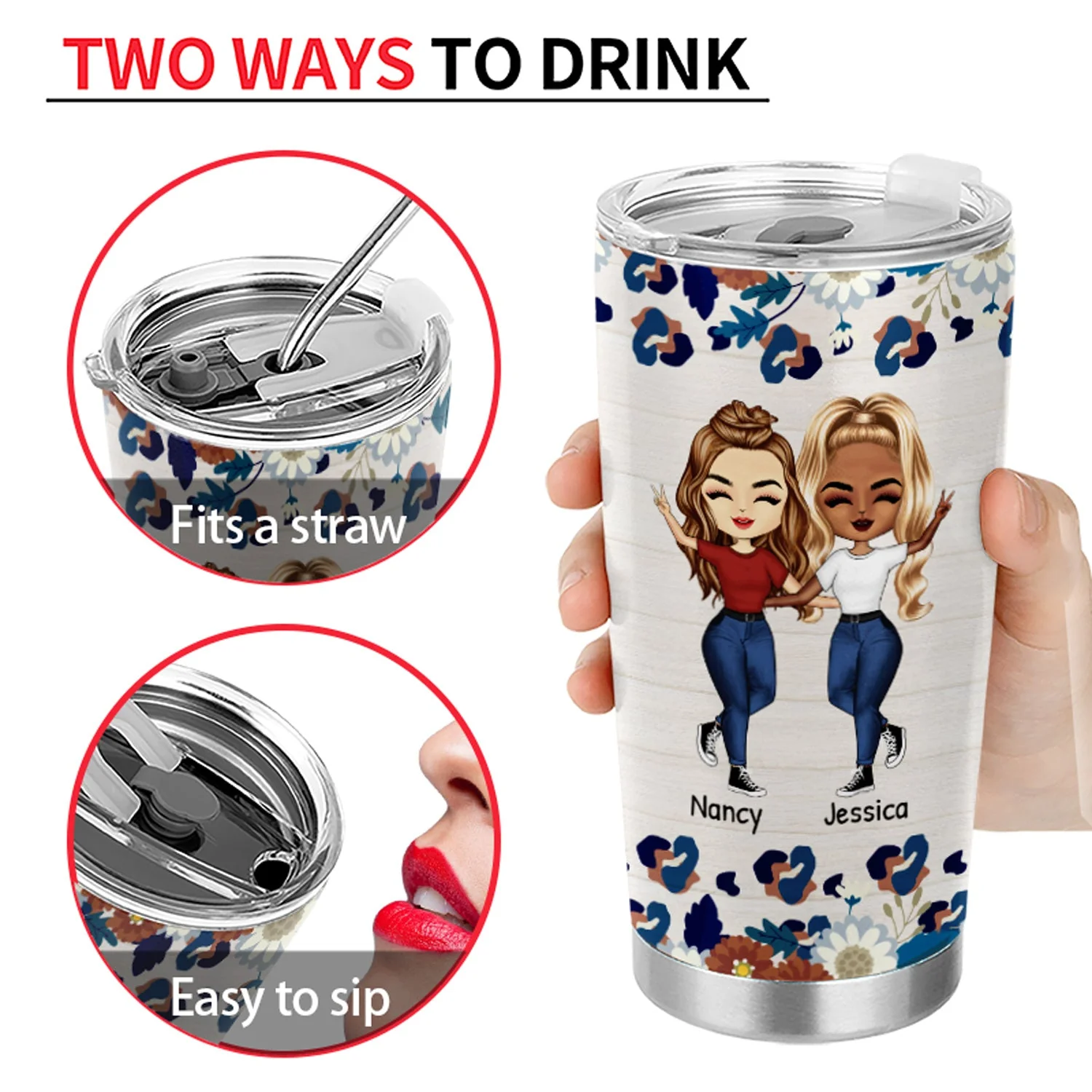 Walk Through But Only True Friends - Gift For Besties - Personalized Custom Tumbler - Image 4