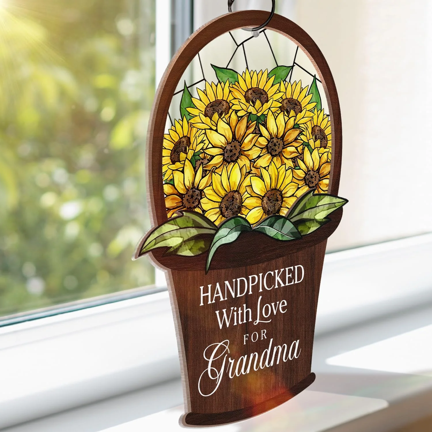 Wander Prints Gift For Grandma - Handpicked With Love Window Hanging Suncatcher Ornament - Mother’s Day, Birthday Gift AZCS - Image 5