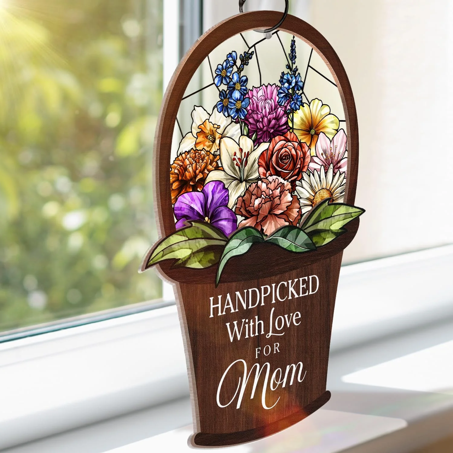 Wander Prints Gift For Mom - Handpicked With Love Window Hanging Suncatcher Ornament - Mother’s Day, Birthday Gift AZCS - Image 4