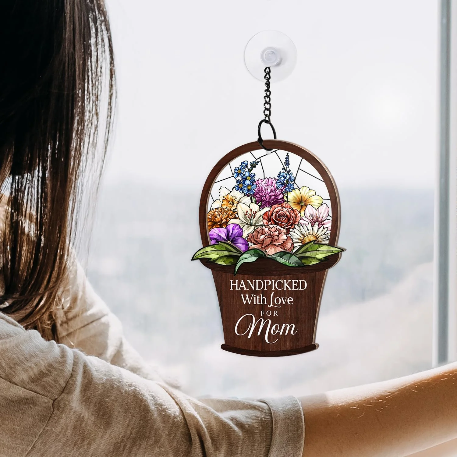 Wander Prints Gift For Mom - Handpicked With Love Window Hanging Suncatcher Ornament - Mother’s Day, Birthday Gift AZCS - Image 5