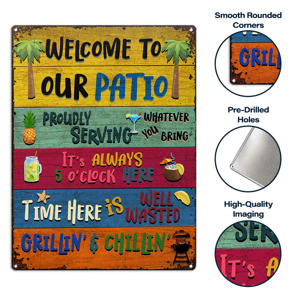 Wander Prints Gift For Patio Lovers - Welcome To Our Patio Rustic Metal Signs - Outdoor Decor, Summer, BBQ Party Gift AZCS - Image 3