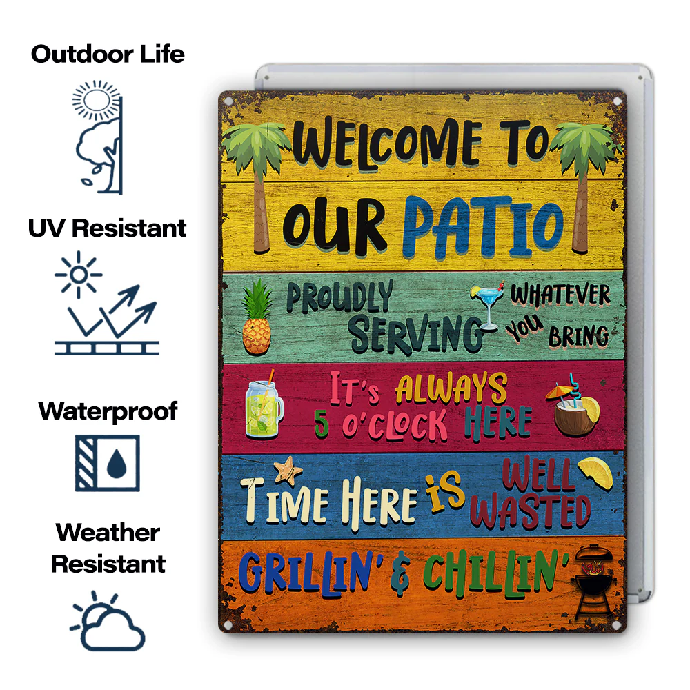 Wander Prints Gift For Patio Lovers - Welcome To Our Patio Rustic Metal Signs - Outdoor Decor, Summer, BBQ Party Gift AZCS - Image 4
