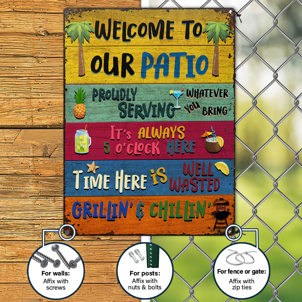 Wander Prints Gift For Patio Lovers - Welcome To Our Patio Rustic Metal Signs - Outdoor Decor, Summer, BBQ Party Gift AZCS - Image 5