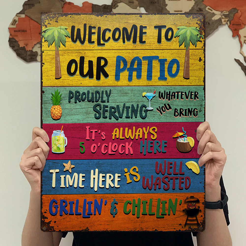 Wander Prints Gift For Patio Lovers - Welcome To Our Patio Rustic Metal Signs - Outdoor Decor, Summer, BBQ Party Gift AZCS - Image 6