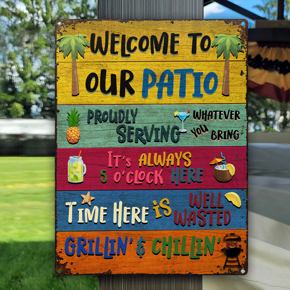Wander Prints Gift For Patio Lovers - Welcome To Our Patio Rustic Metal Signs - Outdoor Decor, Summer, BBQ Party Gift AZCS - Image 7