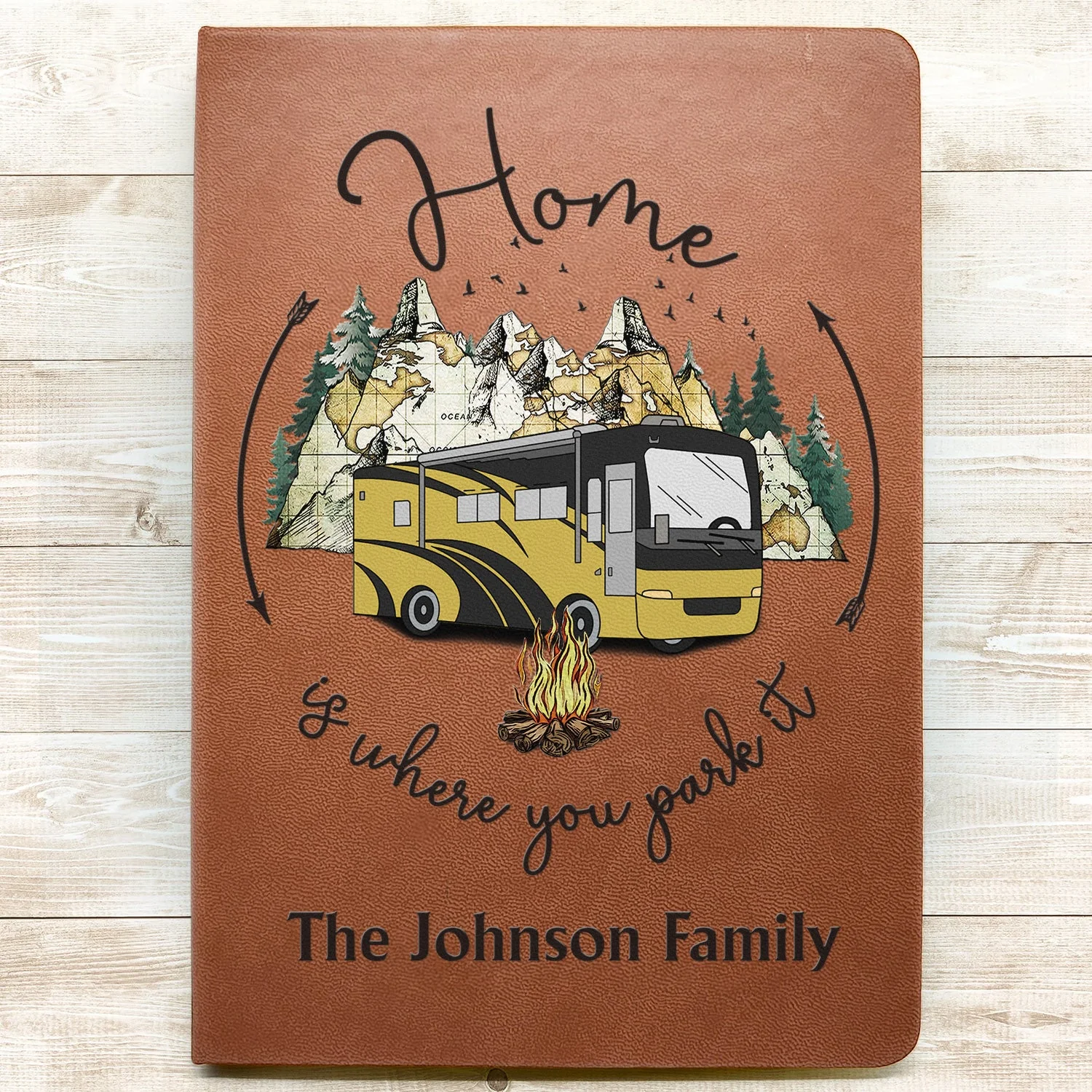 Wanderlust Find What You Love And Let It Save You - Gift For Camping Lovers - Personalized Leather Journal - Image 3