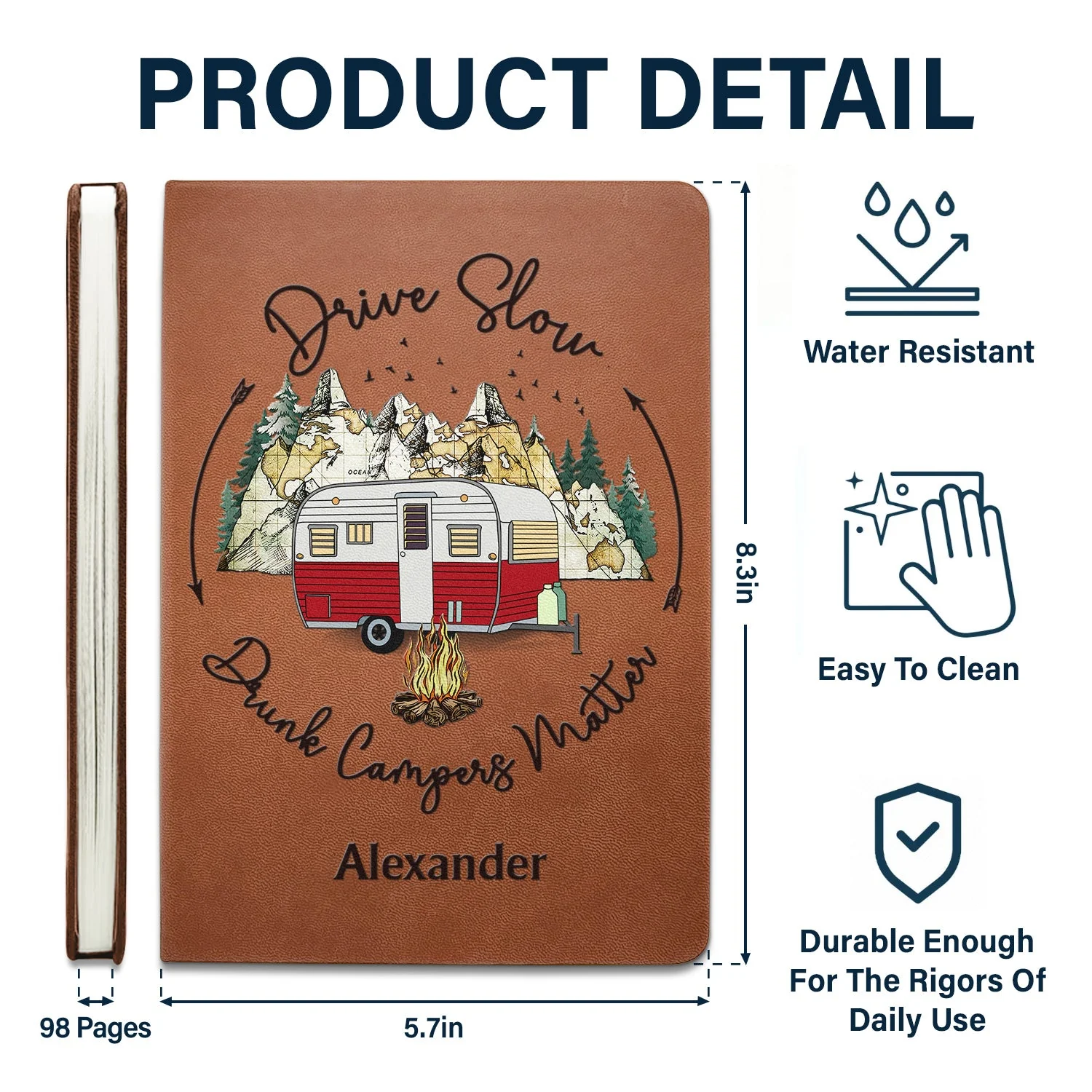 Wanderlust Find What You Love And Let It Save You - Gift For Camping Lovers - Personalized Leather Journal - Image 5