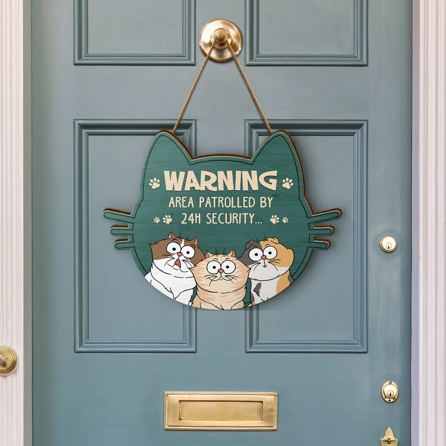 Warning Area Patrolled By Cats - Gift For Cat Lovers - Personalized Custom Shaped Wood Sign - Image 3