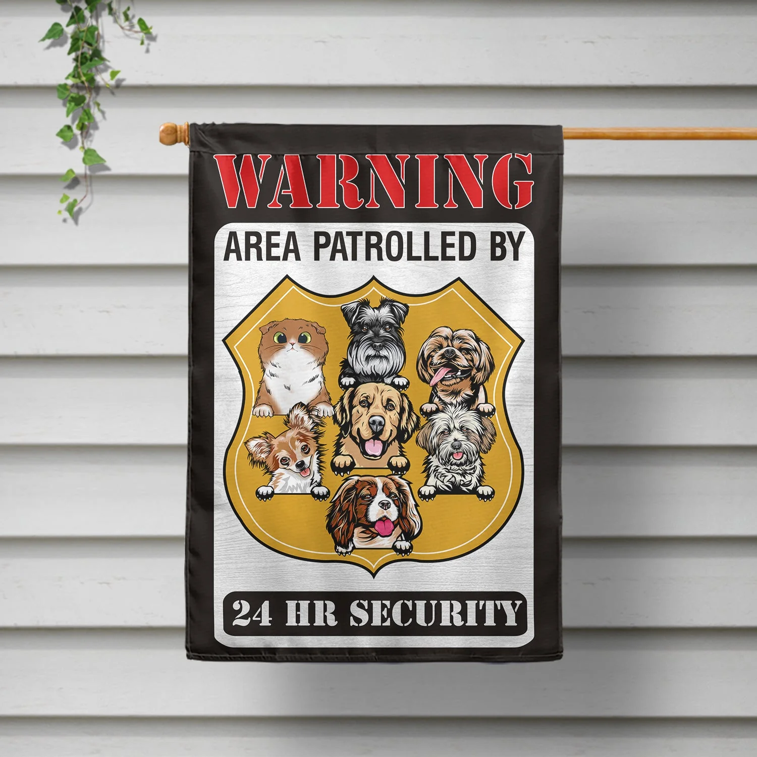 Warning Area Patrolled By Dogs And Cats - Outdoor Home Decor Gift For Pet Lovers - Personalized Flag - Image 2