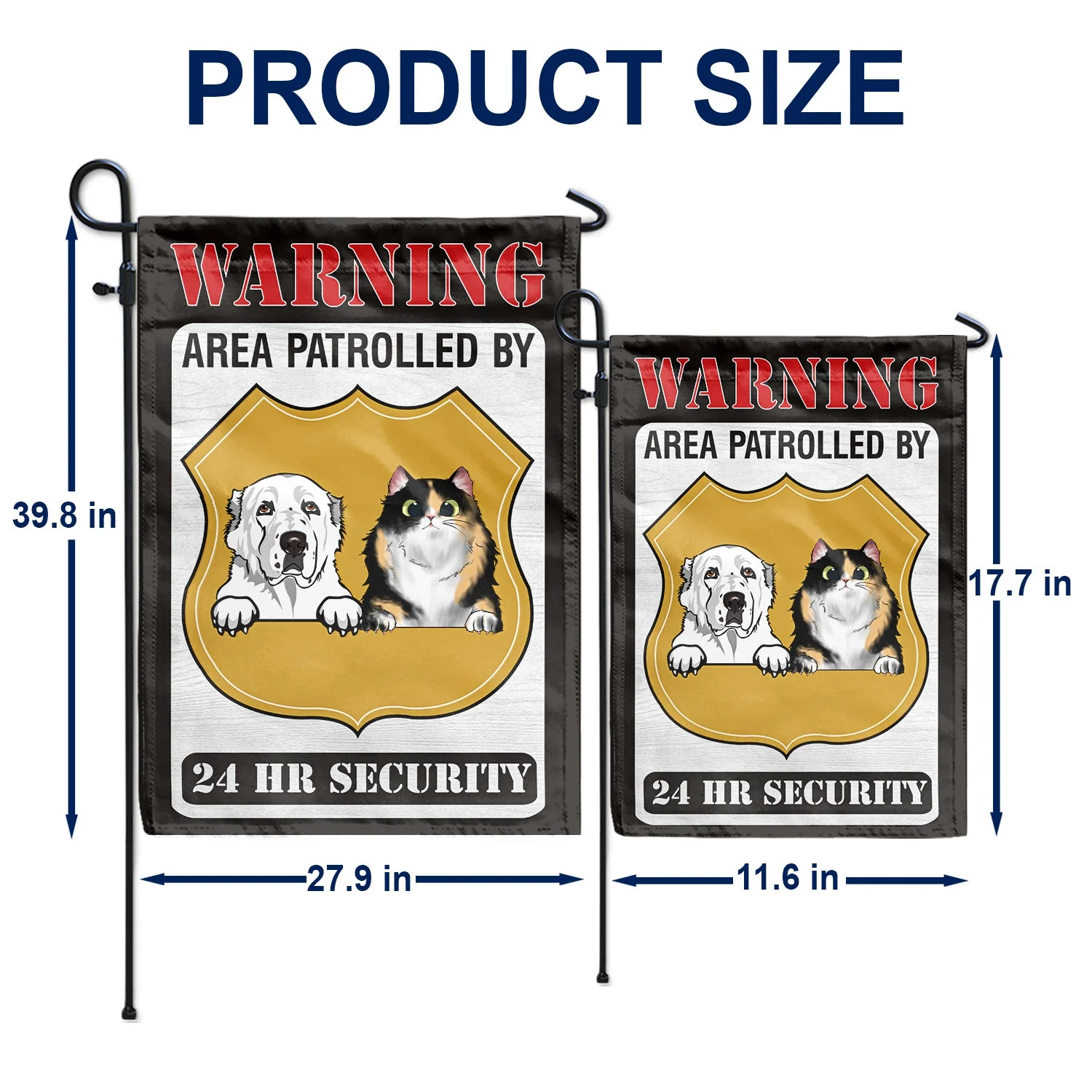 Warning Area Patrolled By Dogs And Cats - Outdoor Home Decor Gift For Pet Lovers - Personalized Flag - Image 5