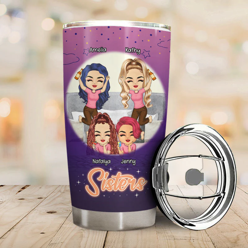 Warning The Girls Are Drinking Again - Gift For Bestie & Sisters - Personalized Custom Tumbler - Image 2