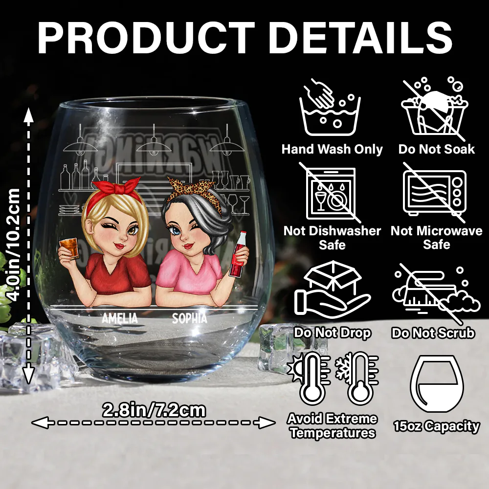 Warning The Girls Are Drinking Again - Personalized Stemless Wine Glass - Image 5