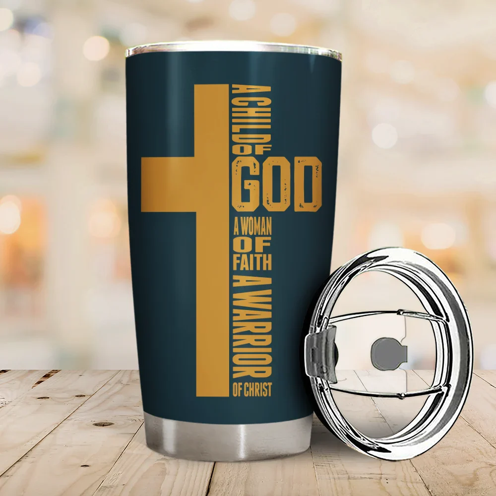 Warrior Of God Cross Bible Verse - Personalized Tumbler - Image 2