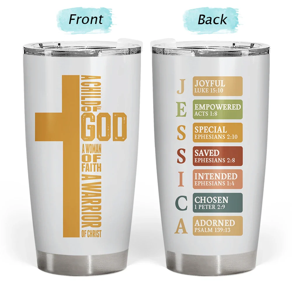 Warrior Of God Cross Bible Verse - Personalized Tumbler - Image 3