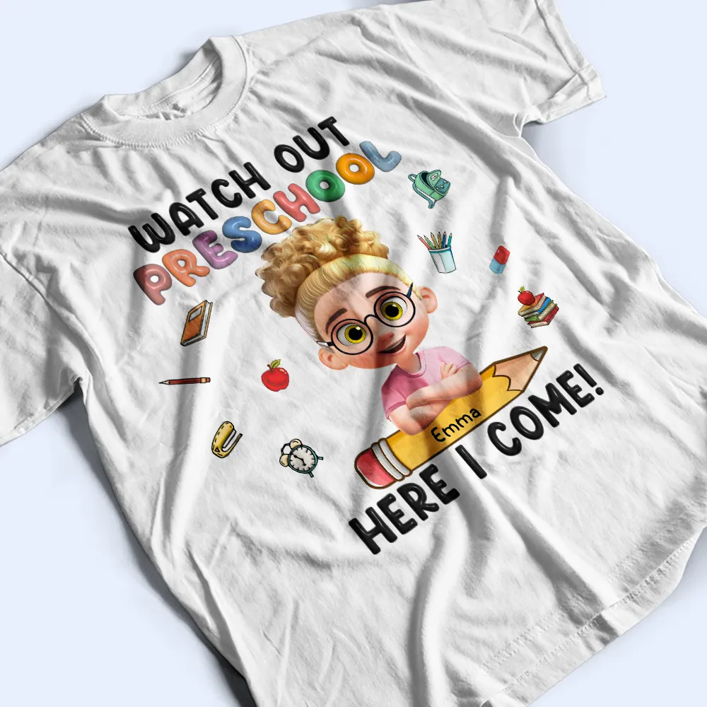 Watch Out Kindergarten Here I Come - Personalized T Shirt - Image 3