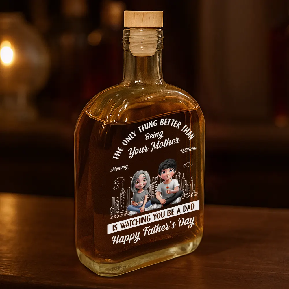 Watching You Be A Dad - Personalized Whiskey Bottle - Image 3