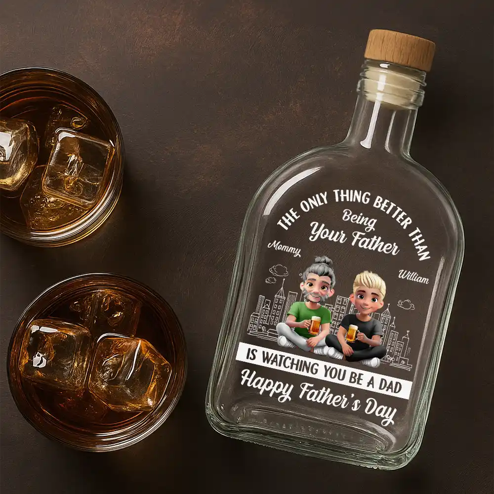 Watching You Be A Dad - Personalized Whiskey Bottle - Image 4