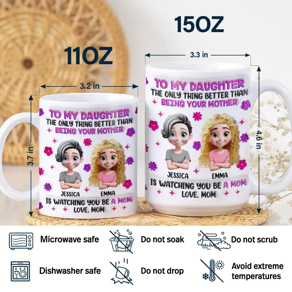 Watching You Be A Mom Daughter Mother - 3D Inflated Effect Printed Mug, Personalized White Edge-to-Edge Mug - Image 5