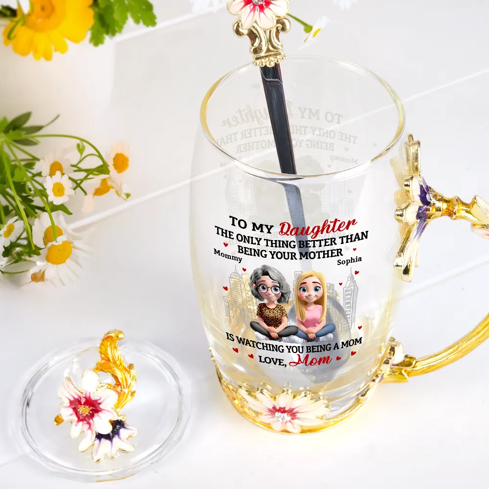 Watching You Being A Mom - Personalized Glass Flower Tea Cup - Image 2