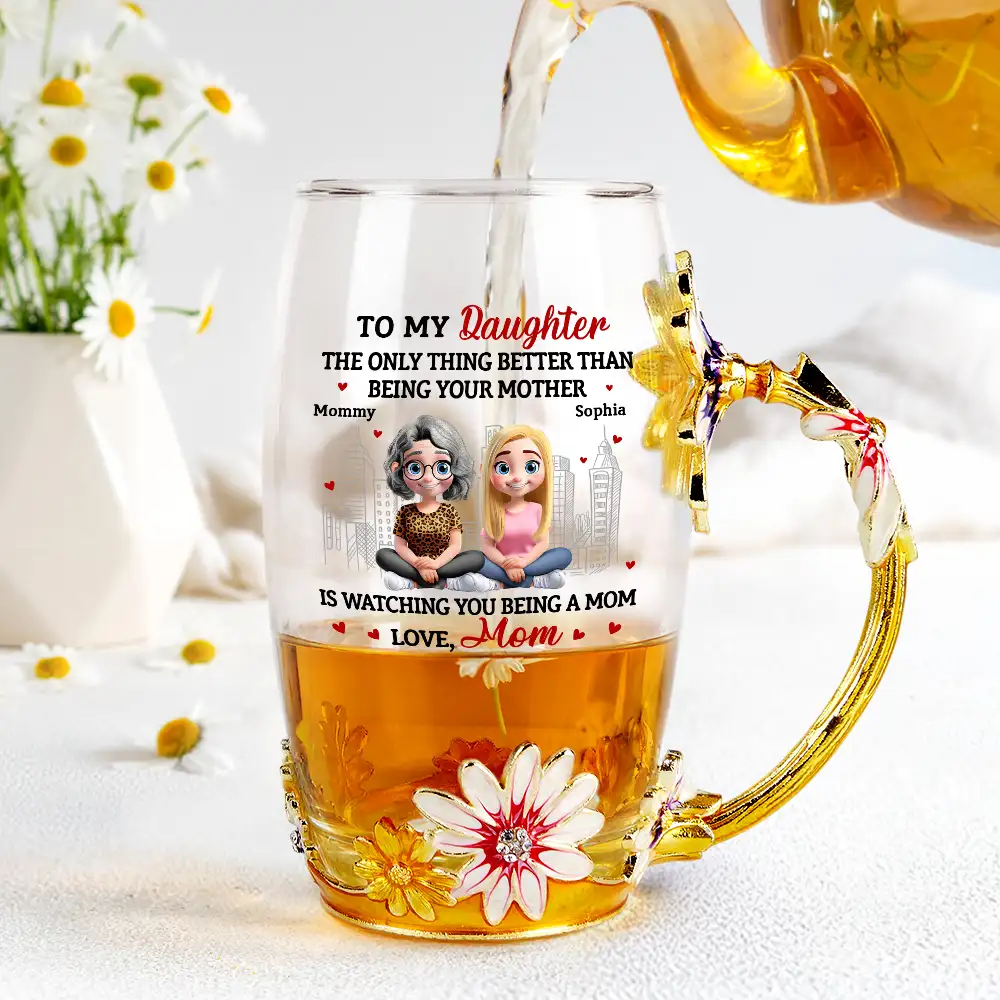 Watching You Being A Mom - Personalized Glass Flower Tea Cup - Image 4