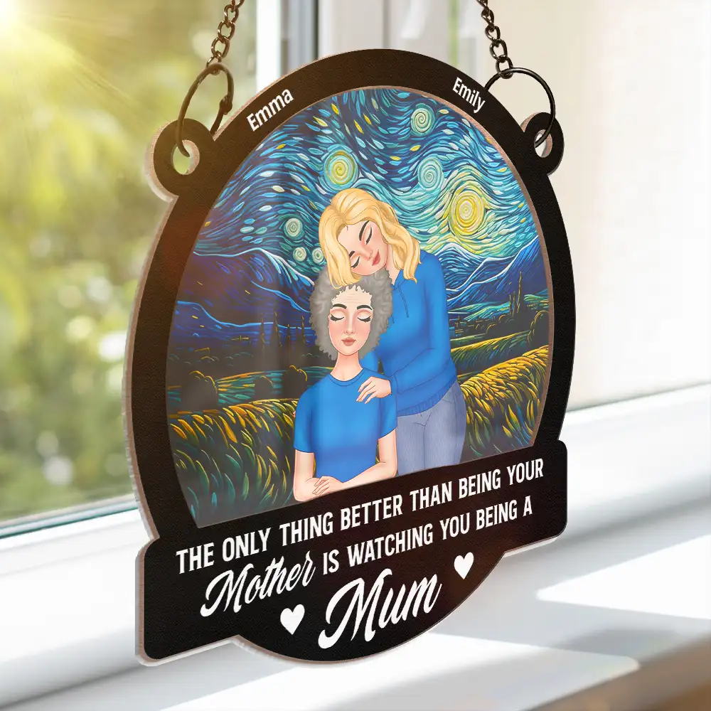 Watching You To Be A Mom - Personalized Window Hanging Suncatcher Ornament - Image 3