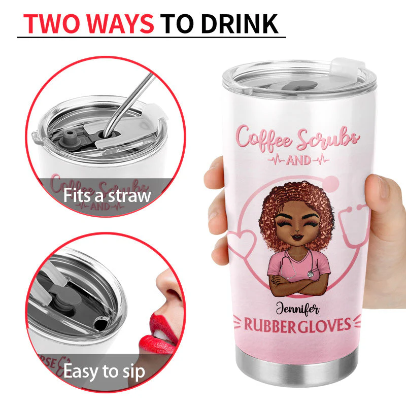 Water Scrubs And Rubber Gloves - Gift For Nurses - Personalized Custom Tumbler - Image 4