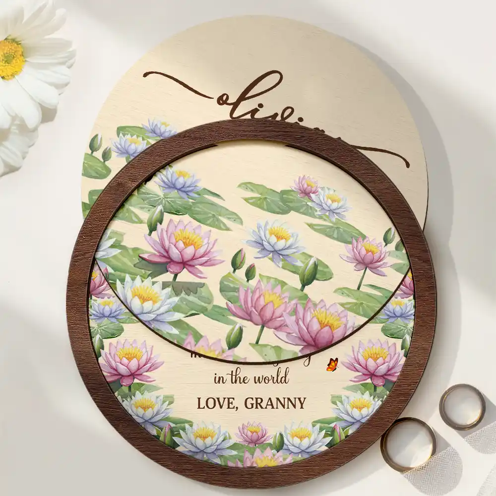 Watercolor Birth Month Flower My Daughter Granddaughter Forever - Personalized 2-Layered Wooden Ring Dish - Image 4