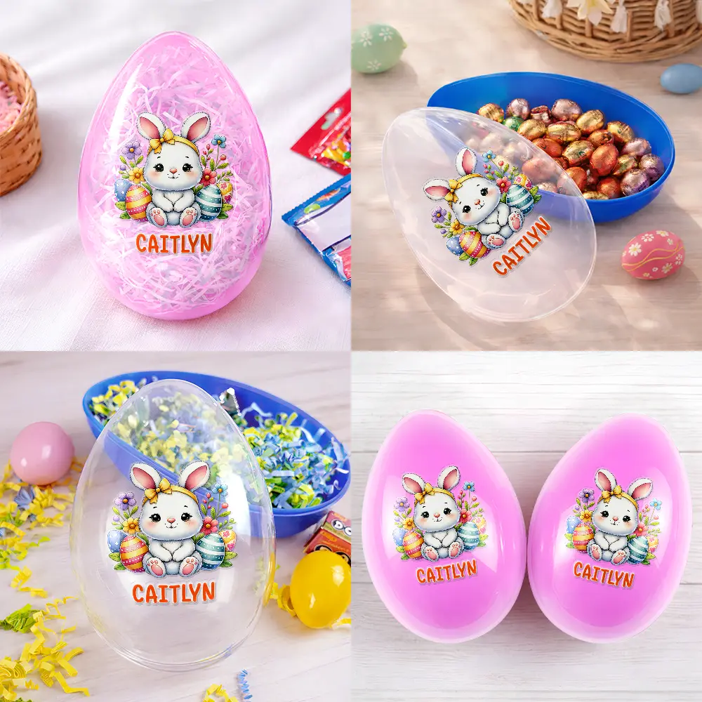 Watercolor Bunny Chick - Personalized Fillable Egg - Image 5